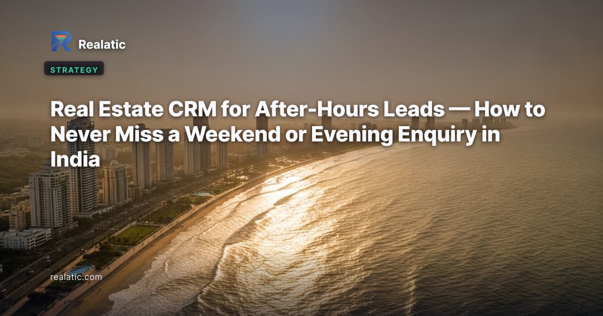 Real Estate CRM for After-Hours Leads — How to Never Miss a Weekend or Evening Enquiry in India — Realatic Blog