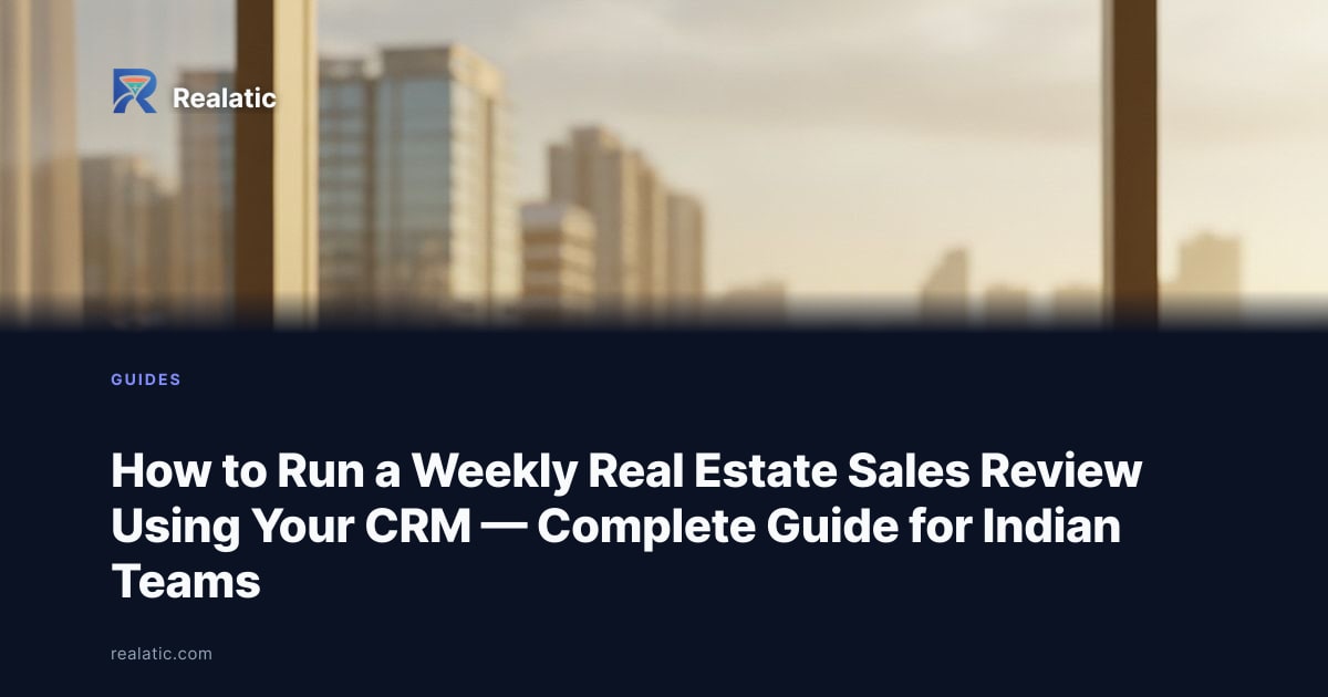 How to Run a Weekly Real Estate Sales Review Using Your CRM — Complete Guide for Indian Teams — Realatic Blog